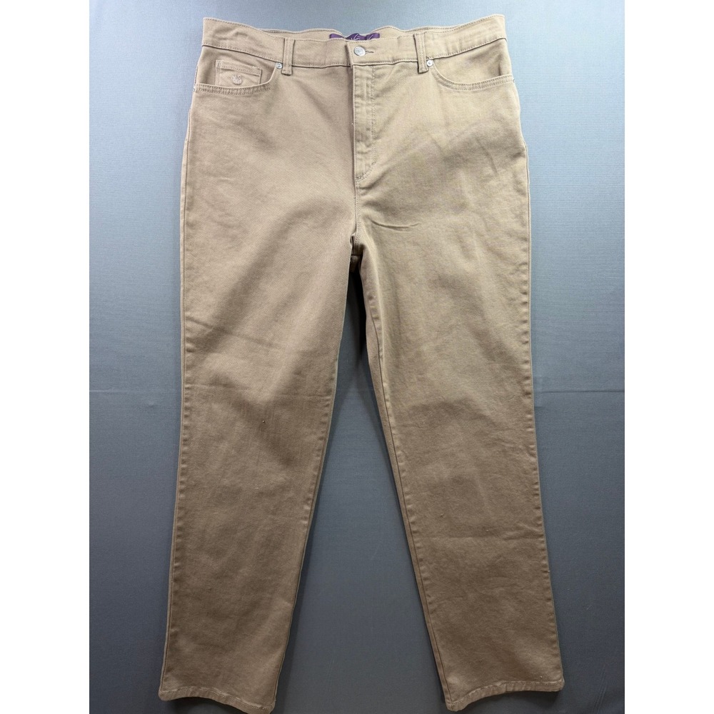 Gloria Vanderbilt Amanda Pants Womens Tan Tapered Leg High Rise 36x31